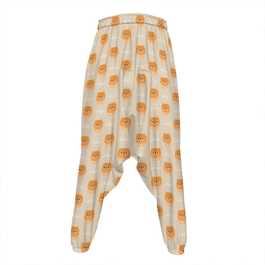 Little Pomeranian Pattern Print Hammer Pants