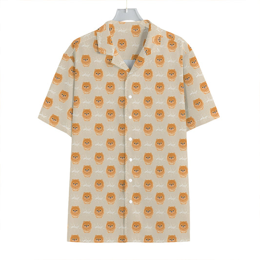 Little Pomeranian Pattern Print Hawaiian Shirt