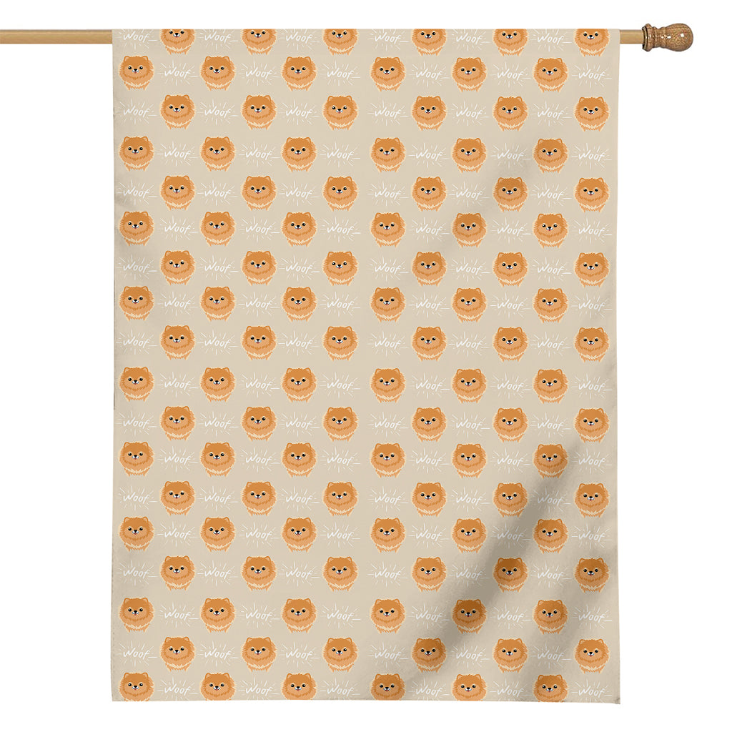 Little Pomeranian Pattern Print House Flag