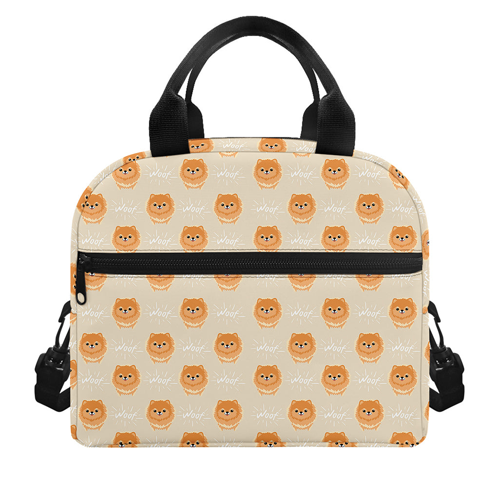 Little Pomeranian Pattern Print Insulated Lunch Bag