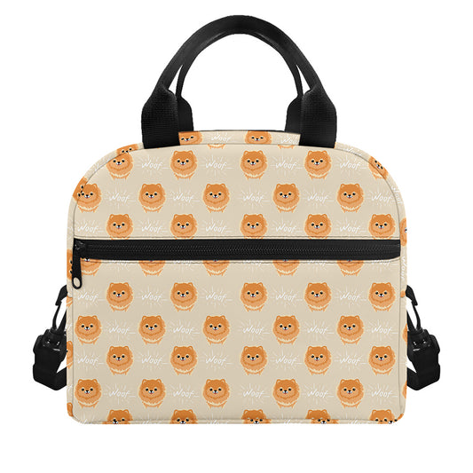 Little Pomeranian Pattern Print Insulated Lunch Bag