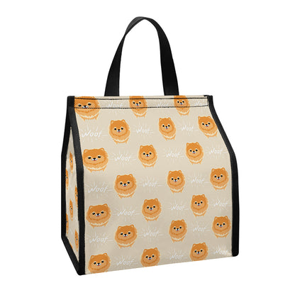 Little Pomeranian Pattern Print Insulated Lunch Tote