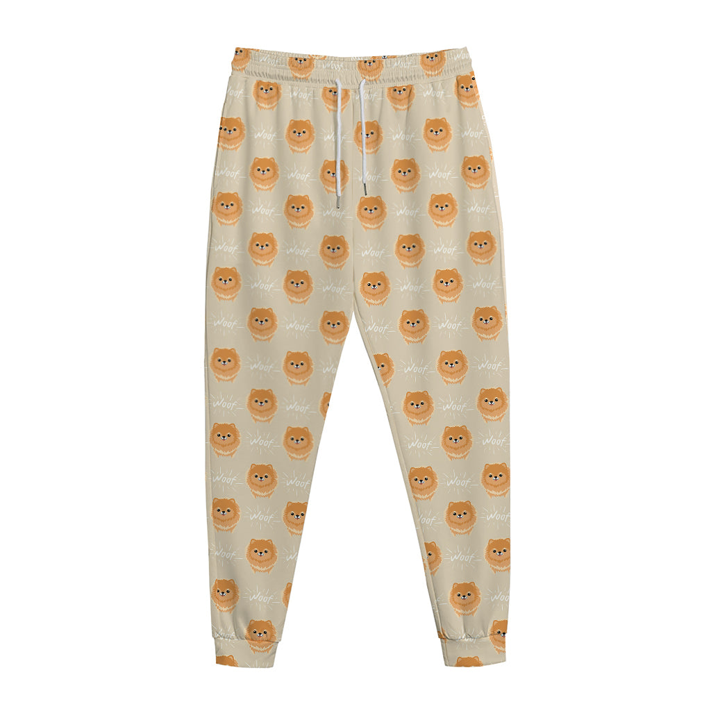 Little Pomeranian Pattern Print Jogger Pants