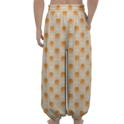 Little Pomeranian Pattern Print Lantern Pants