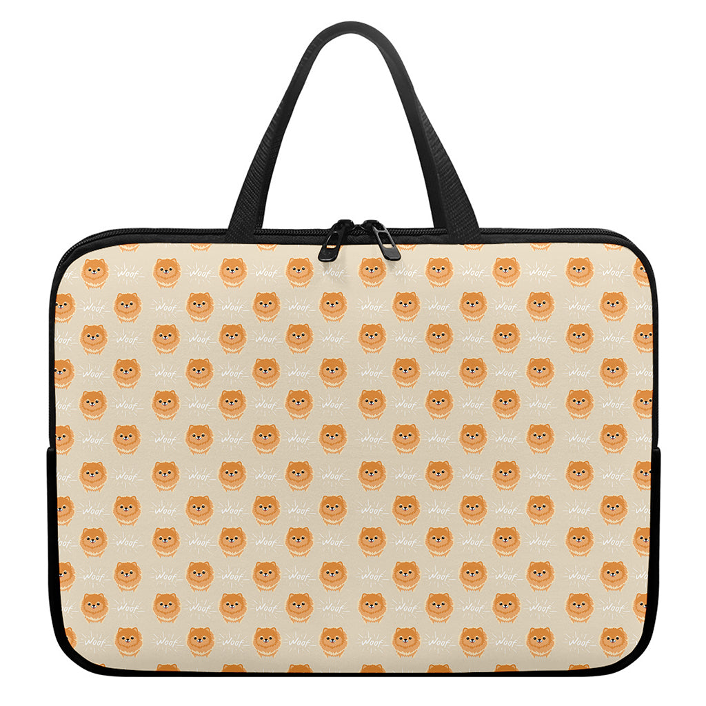 Little Pomeranian Pattern Print Laptop Sleeve With Handle