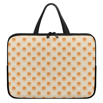 Little Pomeranian Pattern Print Laptop Sleeve With Handle