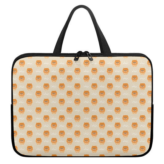 Little Pomeranian Pattern Print Laptop Sleeve With Handle
