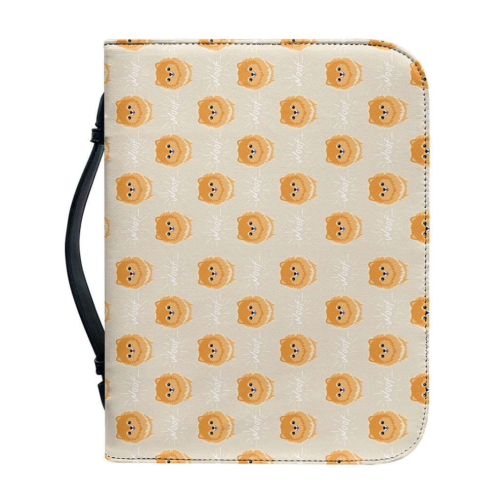 Little Pomeranian Pattern Print Leather Bible Cover