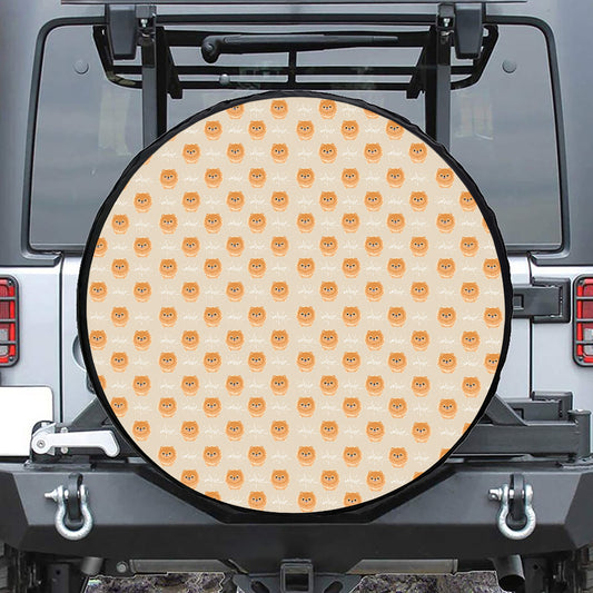 Little Pomeranian Pattern Print Leather Spare Tire Cover