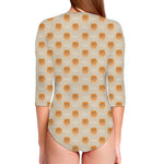 Little Pomeranian Pattern Print Long Sleeve Swimsuit