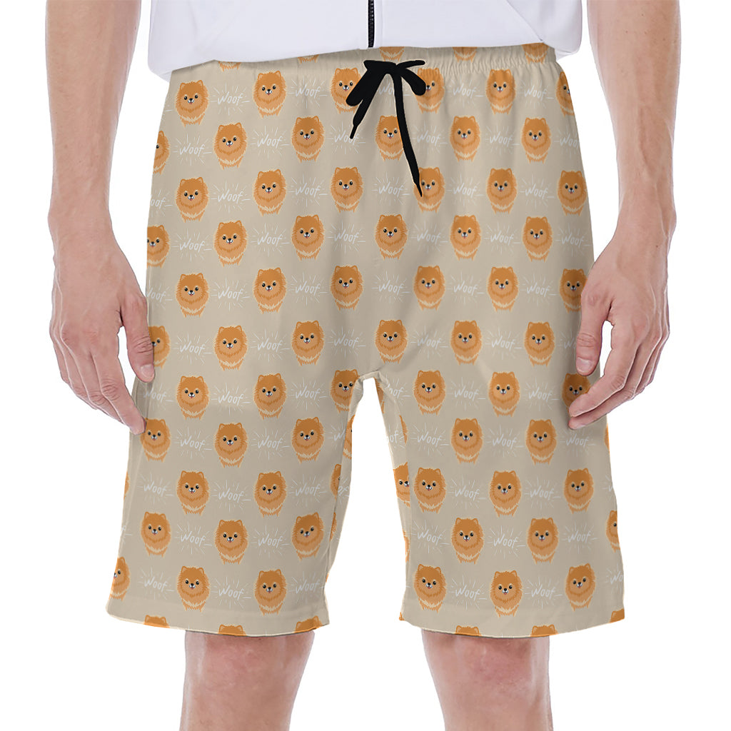 Little Pomeranian Pattern Print Men's Beach Shorts