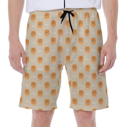 Little Pomeranian Pattern Print Men's Beach Shorts