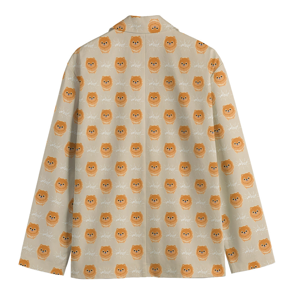 Little Pomeranian Pattern Print Men's Cotton Blazer