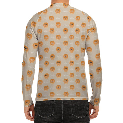 Little Pomeranian Pattern Print Men's Long Sleeve Rash Guard
