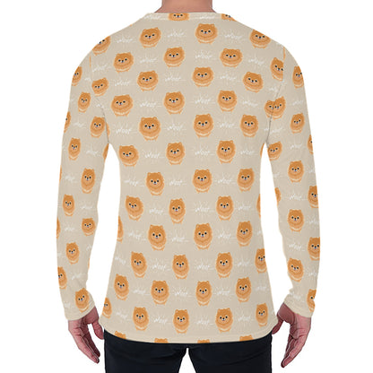 Little Pomeranian Pattern Print Men's Long Sleeve T-Shirt