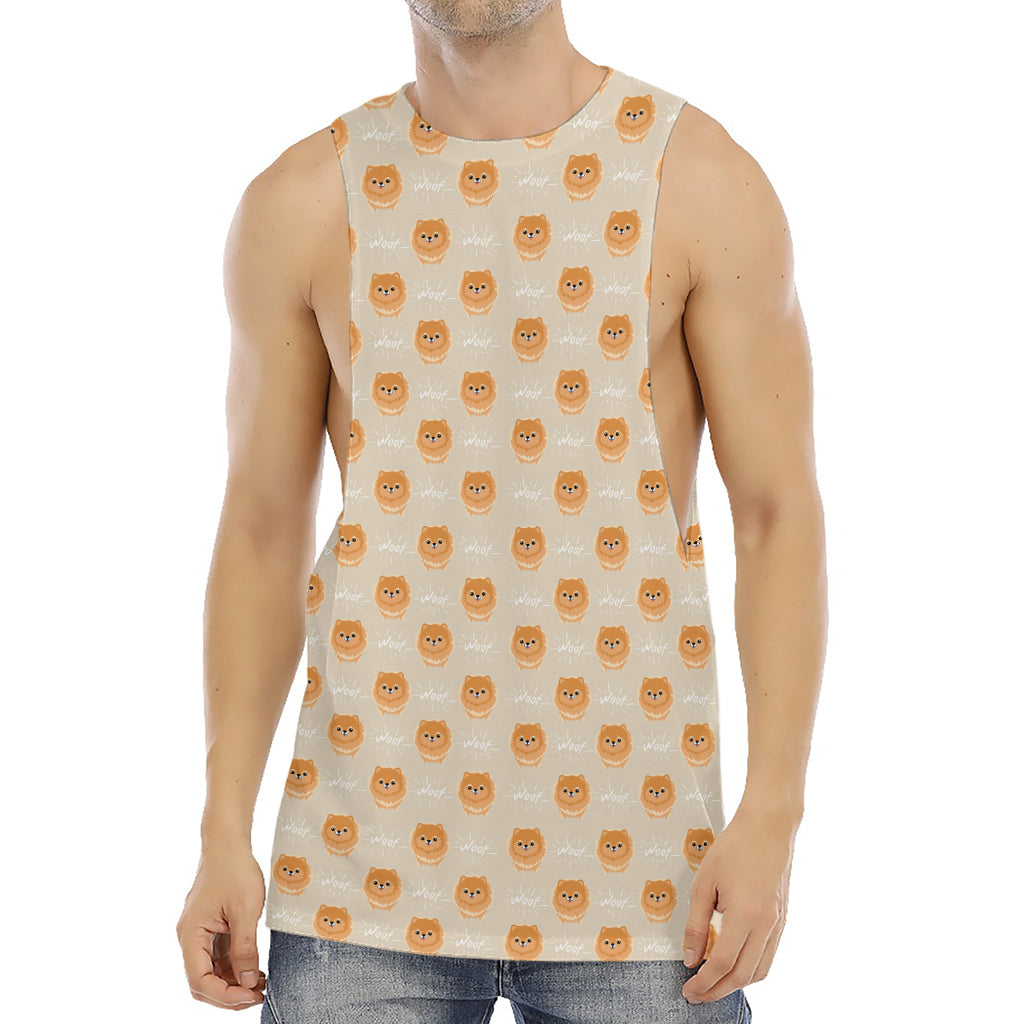 Little Pomeranian Pattern Print Men's Muscle Tank Top