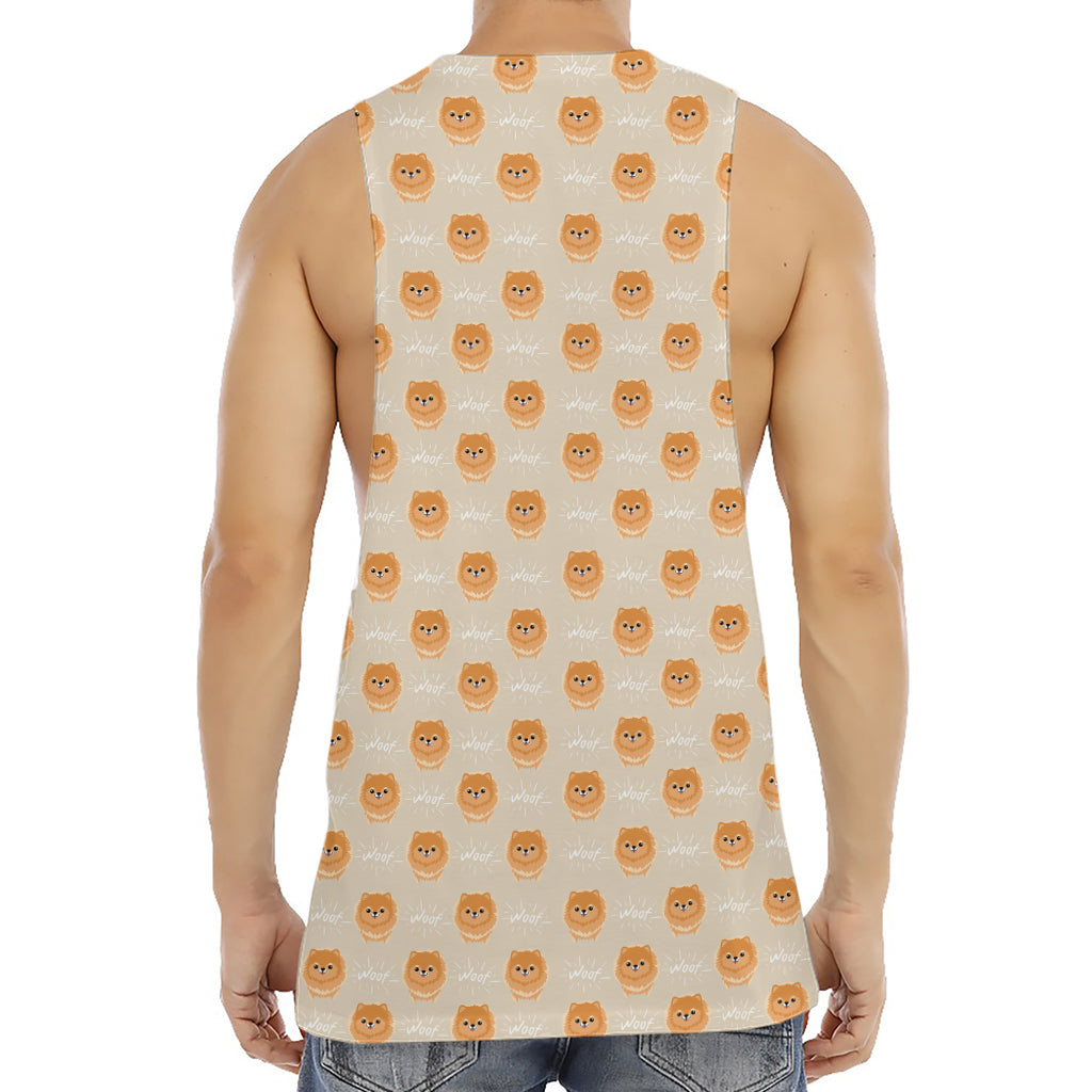 Little Pomeranian Pattern Print Men's Muscle Tank Top
