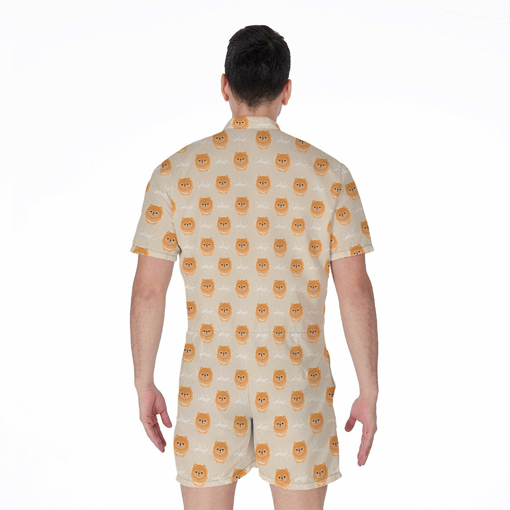 Little Pomeranian Pattern Print Men's Rompers