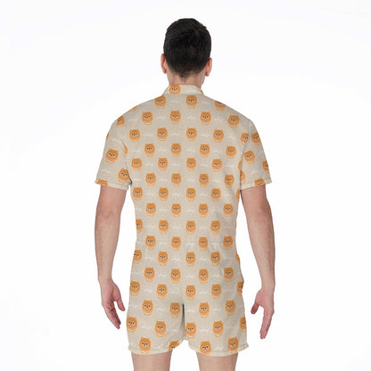 Little Pomeranian Pattern Print Men's Rompers