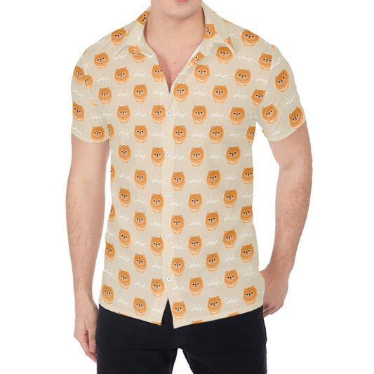 Little Pomeranian Pattern Print Men's Shirt