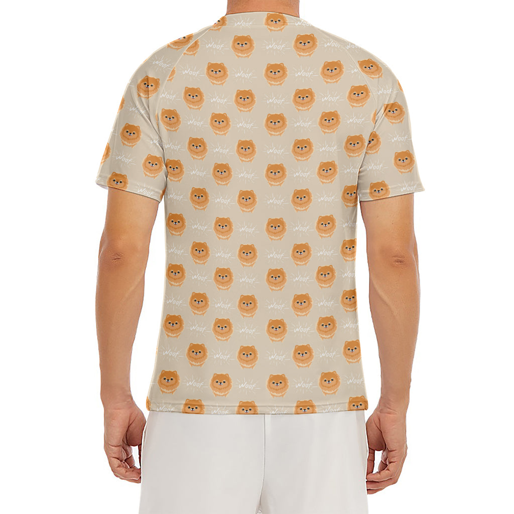 Little Pomeranian Pattern Print Men's Short Sleeve Rash Guard
