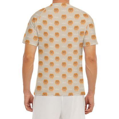 Little Pomeranian Pattern Print Men's Short Sleeve Rash Guard