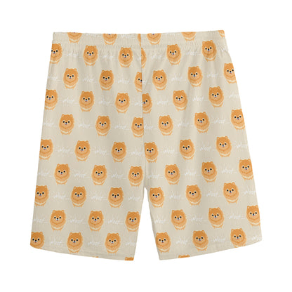 Little Pomeranian Pattern Print Men's Sports Shorts