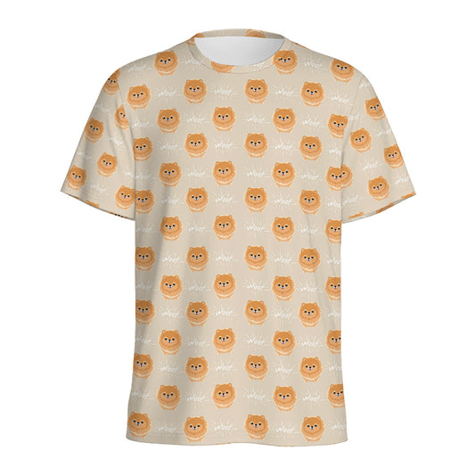 Little Pomeranian Pattern Print Men's Sports T-Shirt