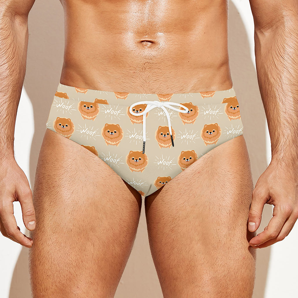 Little Pomeranian Pattern Print Men's Swim Briefs