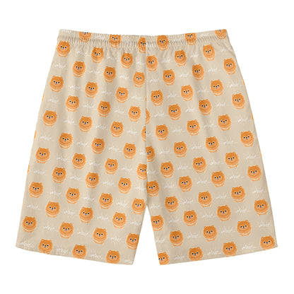 Little Pomeranian Pattern Print Men's Swim Trunks