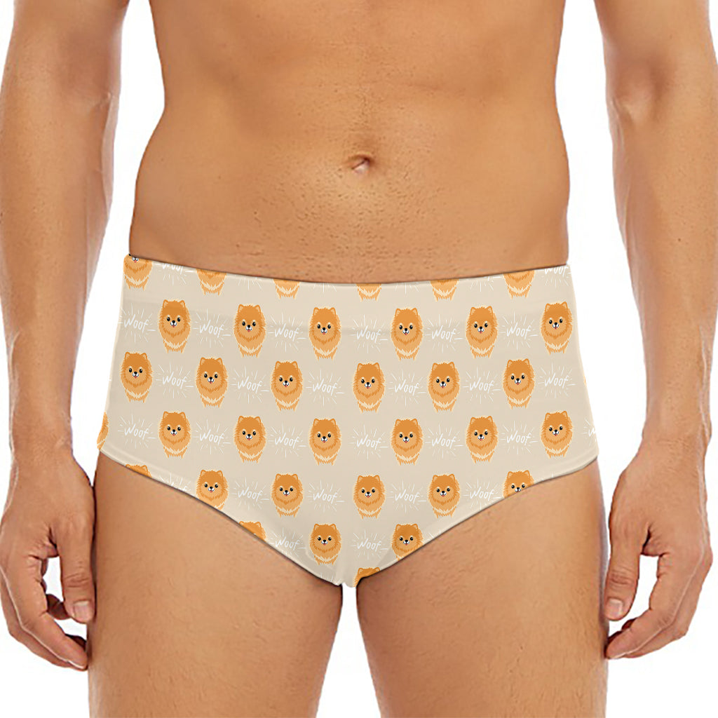 Little Pomeranian Pattern Print Men's Triangle Swim Briefs