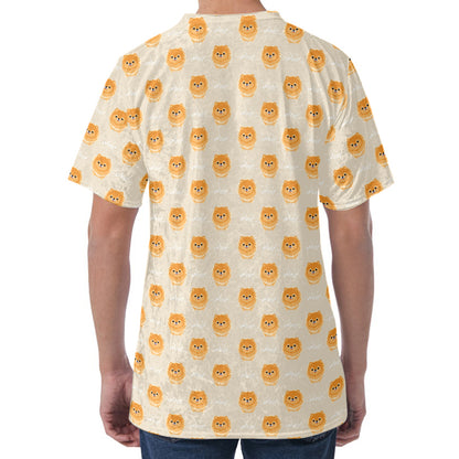 Little Pomeranian Pattern Print Men's Velvet T-Shirt