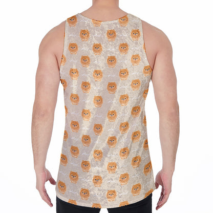 Little Pomeranian Pattern Print Men's Velvet Tank Top