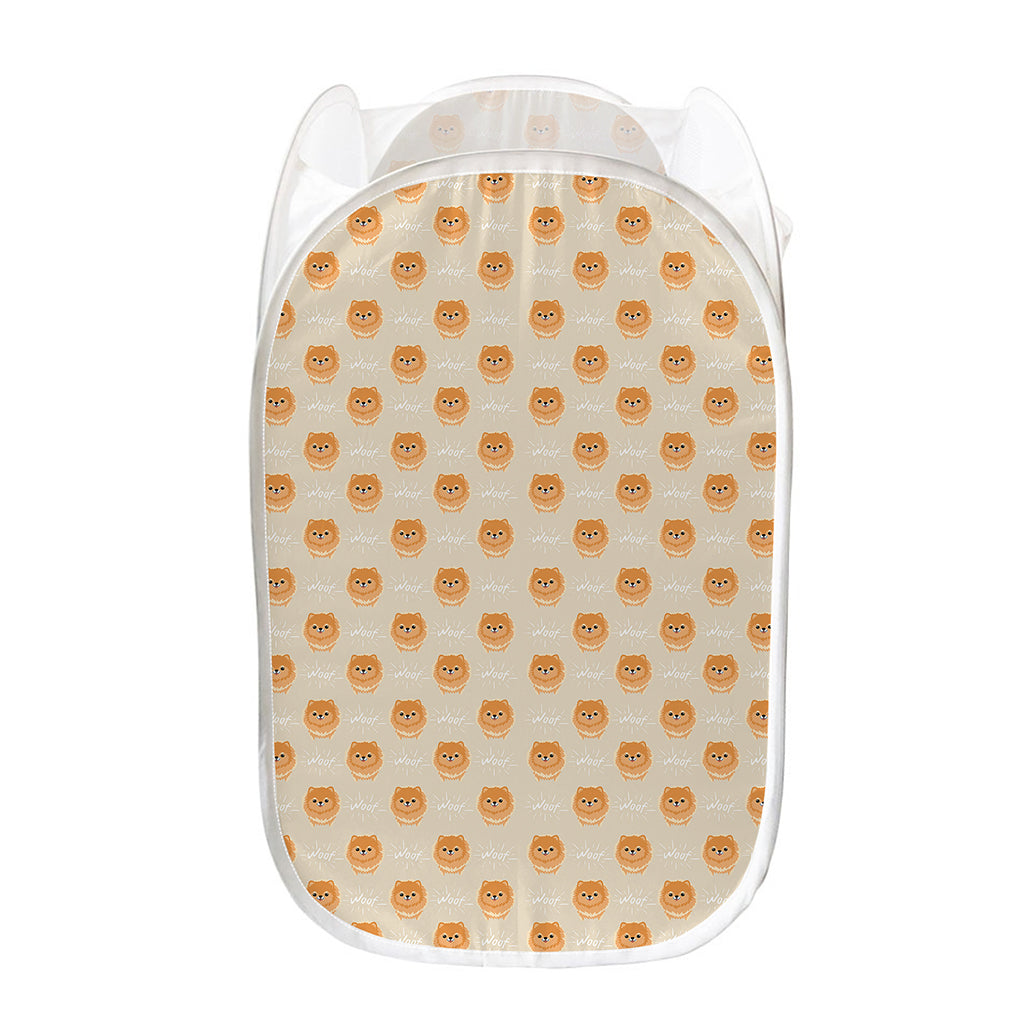 Little Pomeranian Pattern Print Mesh Laundry Hamper