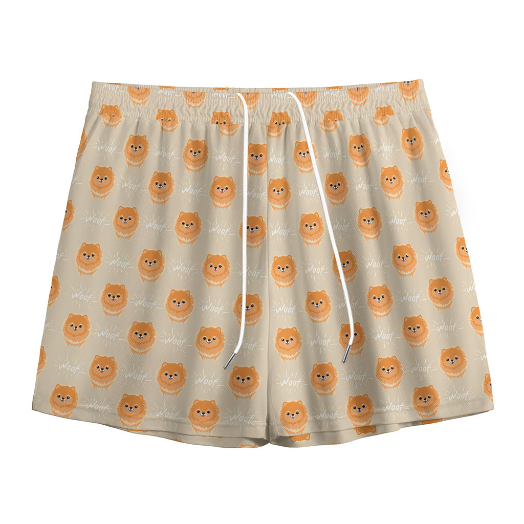 Little Pomeranian Pattern Print Mesh Shorts