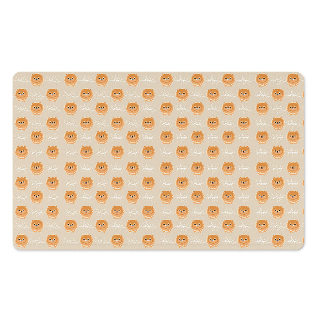 Little Pomeranian Pattern Print Polyester Doormat