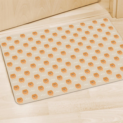 Little Pomeranian Pattern Print Polyester Doormat