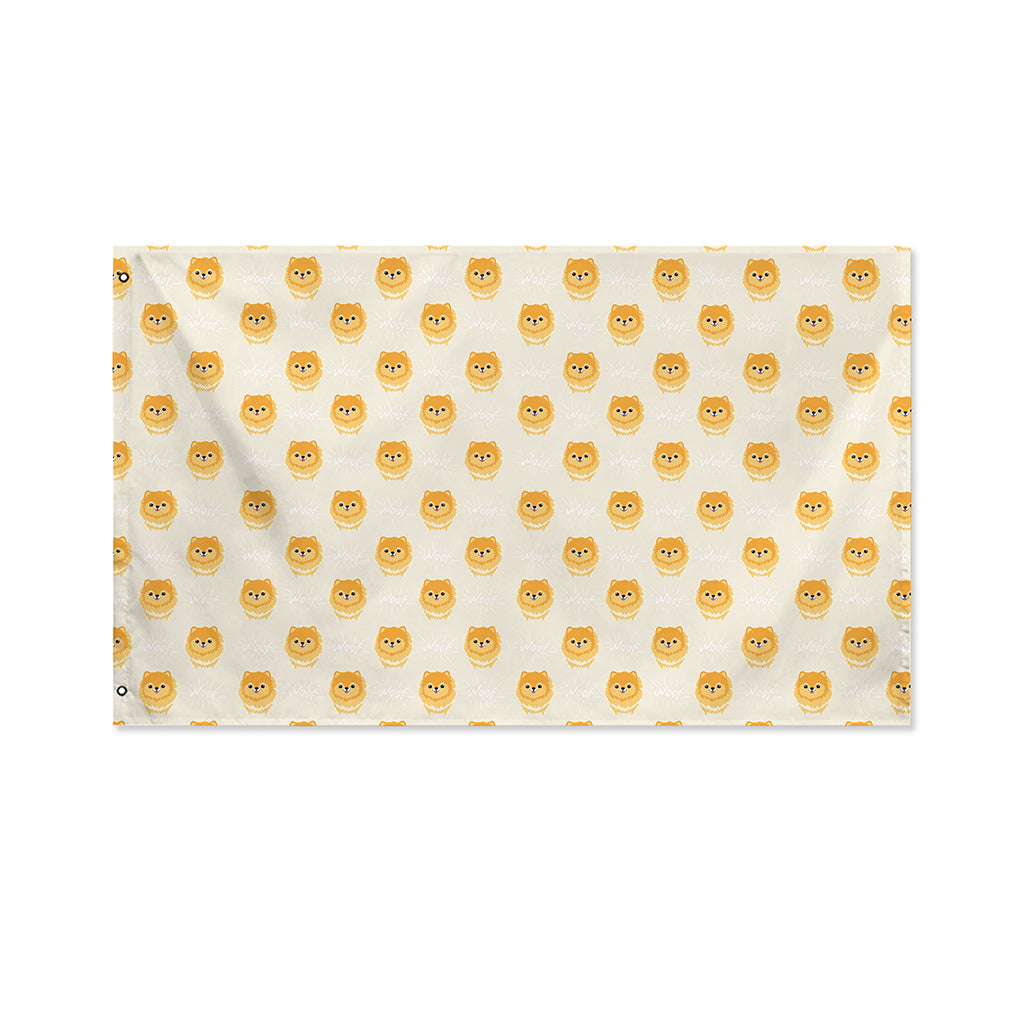 Little Pomeranian Pattern Print Polyester Flag