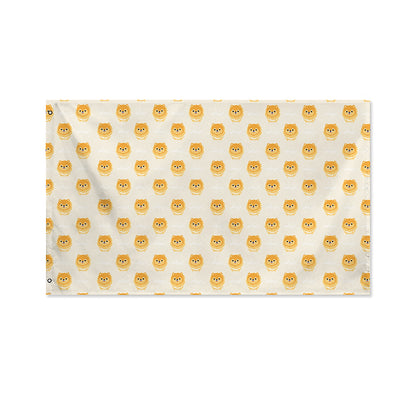 Little Pomeranian Pattern Print Polyester Flag