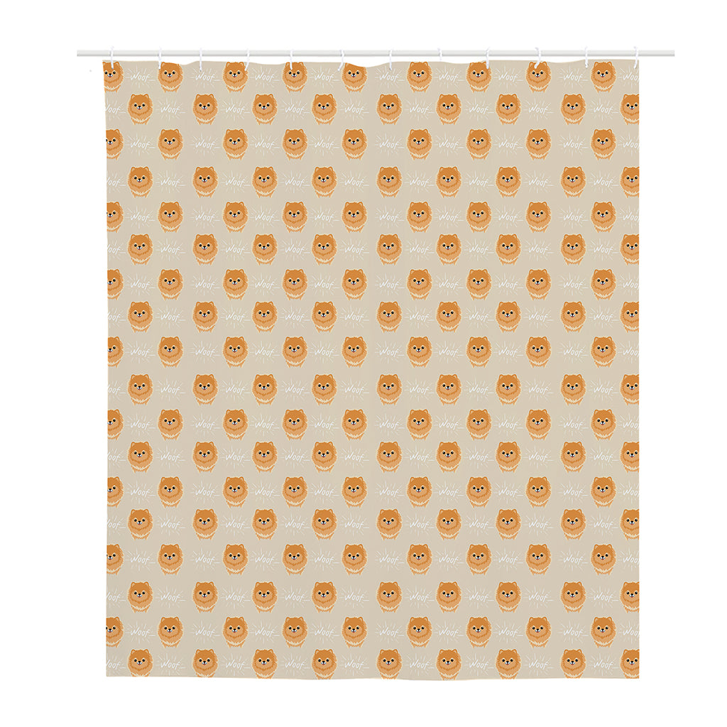Little Pomeranian Pattern Print Polyester Shower Curtain