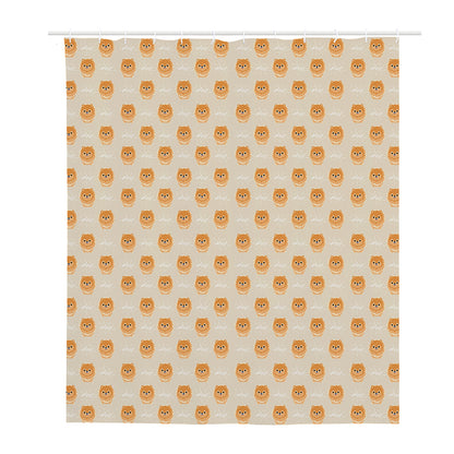 Little Pomeranian Pattern Print Polyester Shower Curtain