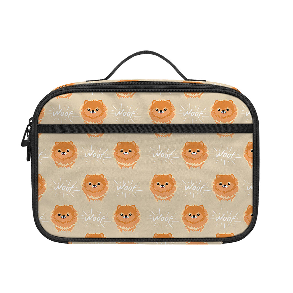 Little Pomeranian Pattern Print Portable Lunch Bag