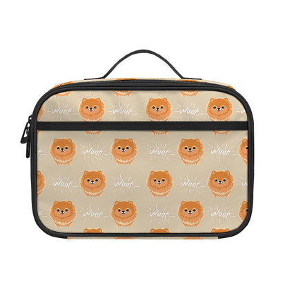 Little Pomeranian Pattern Print Portable Lunch Bag