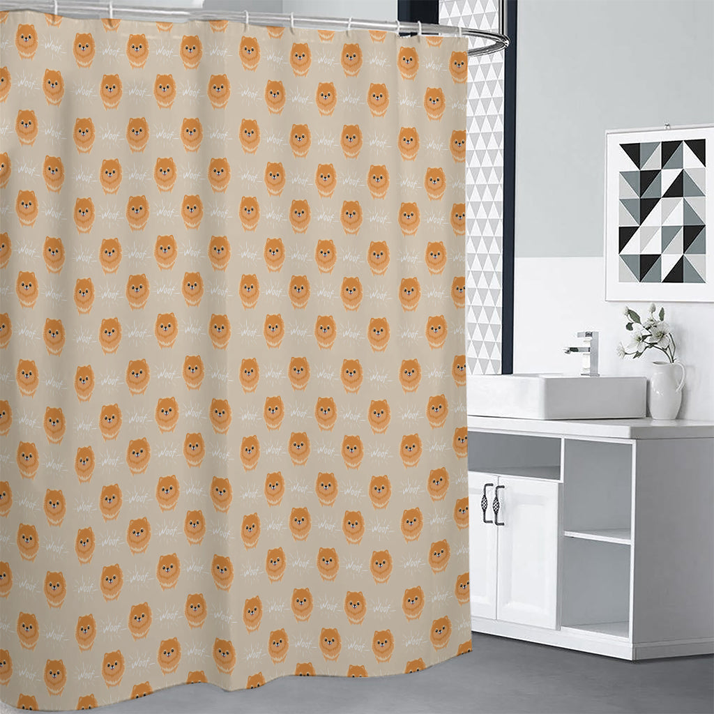 Little Pomeranian Pattern Print Premium Shower Curtain