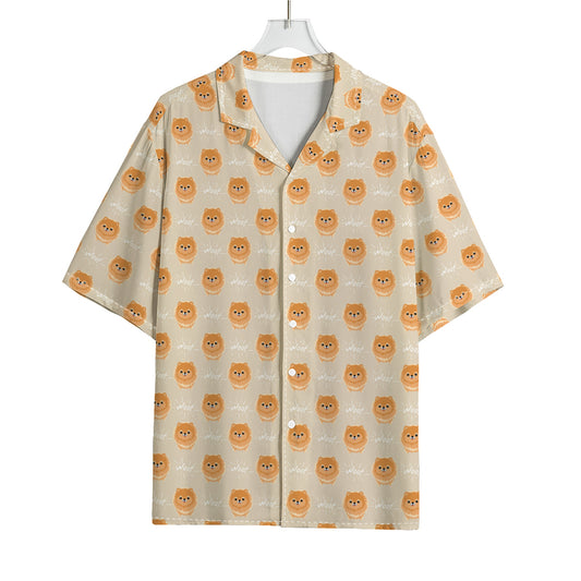 Little Pomeranian Pattern Print Rayon Hawaiian Shirt
