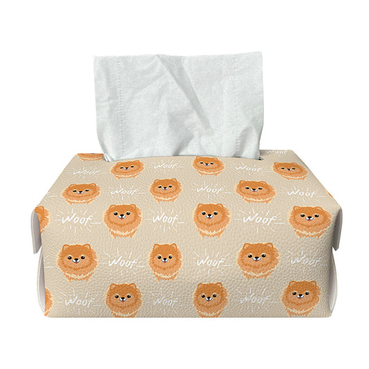 Little Pomeranian Pattern Print Rectangle Tissue Box Cover