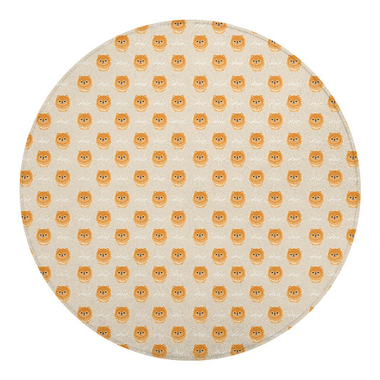 Little Pomeranian Pattern Print Round Blanket
