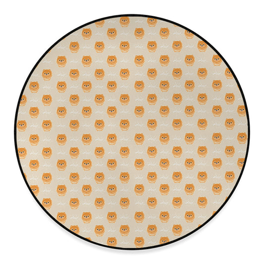 Little Pomeranian Pattern Print Round Floor Mat