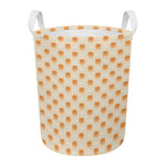 Little Pomeranian Pattern Print Round Laundry Basket