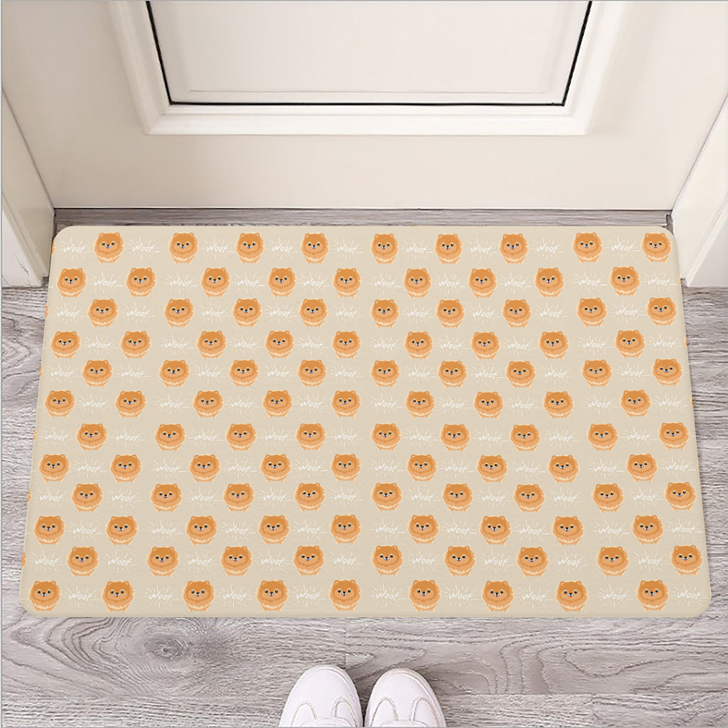 Little Pomeranian Pattern Print Rubber Doormat